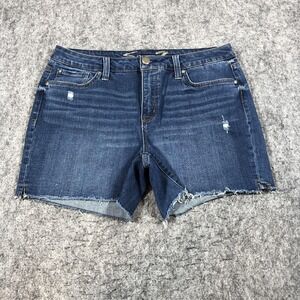 Seven7 Women's 12 Blue Denim Cutoff Shorts Raw Hem Distressed Weekend